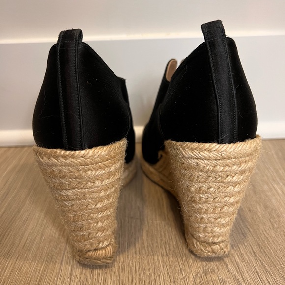 REED KRAKOFF Black Satin High-Cut Espadrille Wedges - Size 38 (US 7.5) - 4" Heel - Picture 2 of 6